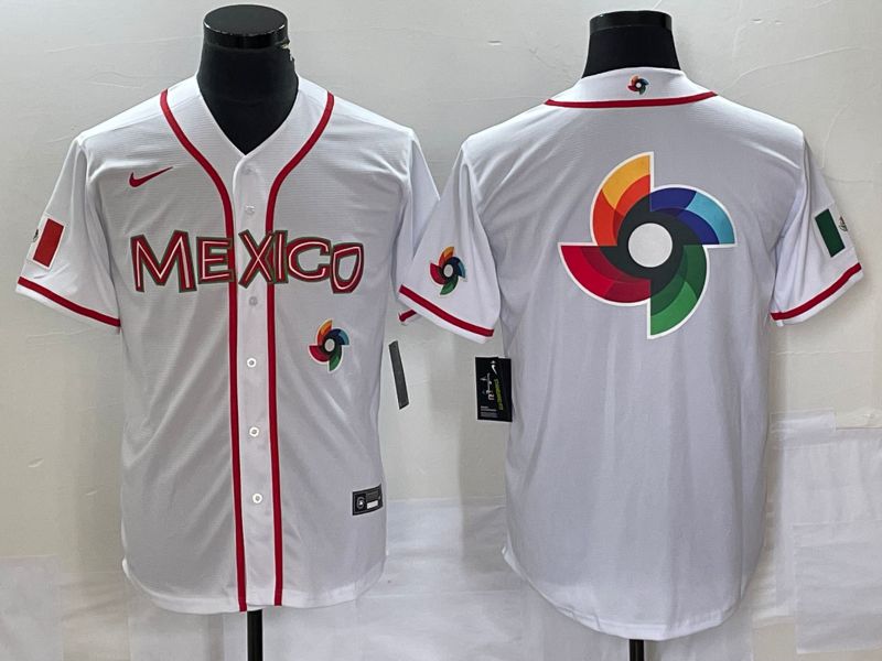 Men 2023 World Cub Mexico Blank White Nike MLB Jersey26->more jerseys->MLB Jersey
